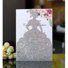 Greeting Card  With Envelope Wedding Card Design Laser Cut Glitter Paper